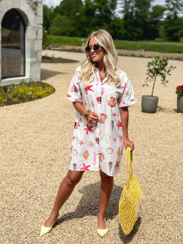 Robe courte à motifs Idrissa - Rose poudrée