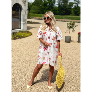 Robe courte à motifs Idrissa - Rose poudrée