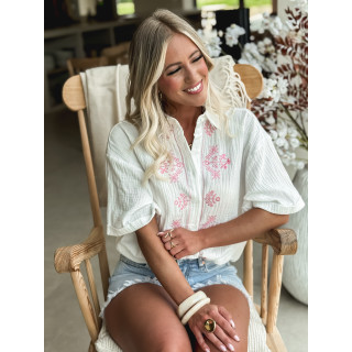 Chemise à motifs Venezia - Blanc/Rose