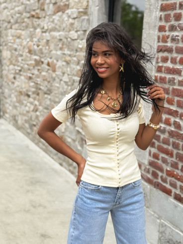 Blouse côtelée Talie - Crème