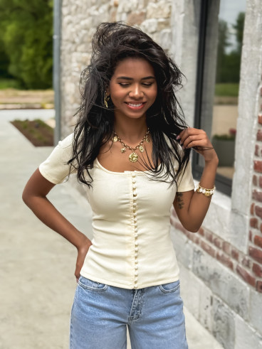 Blouse côtelée Talie - Crème