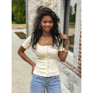 Blouse côtelée Talie - Crème