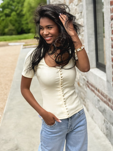 Blouse côtelée Talie - Crème