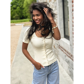 Blouse côtelée Talie - Crème