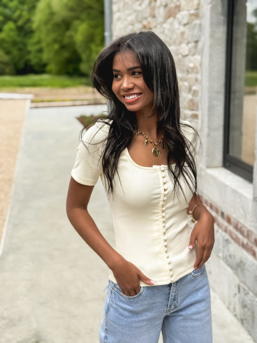 Blouse côtelée Talie - Crème