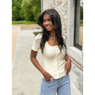 Blouse côtelée Talie - Crème