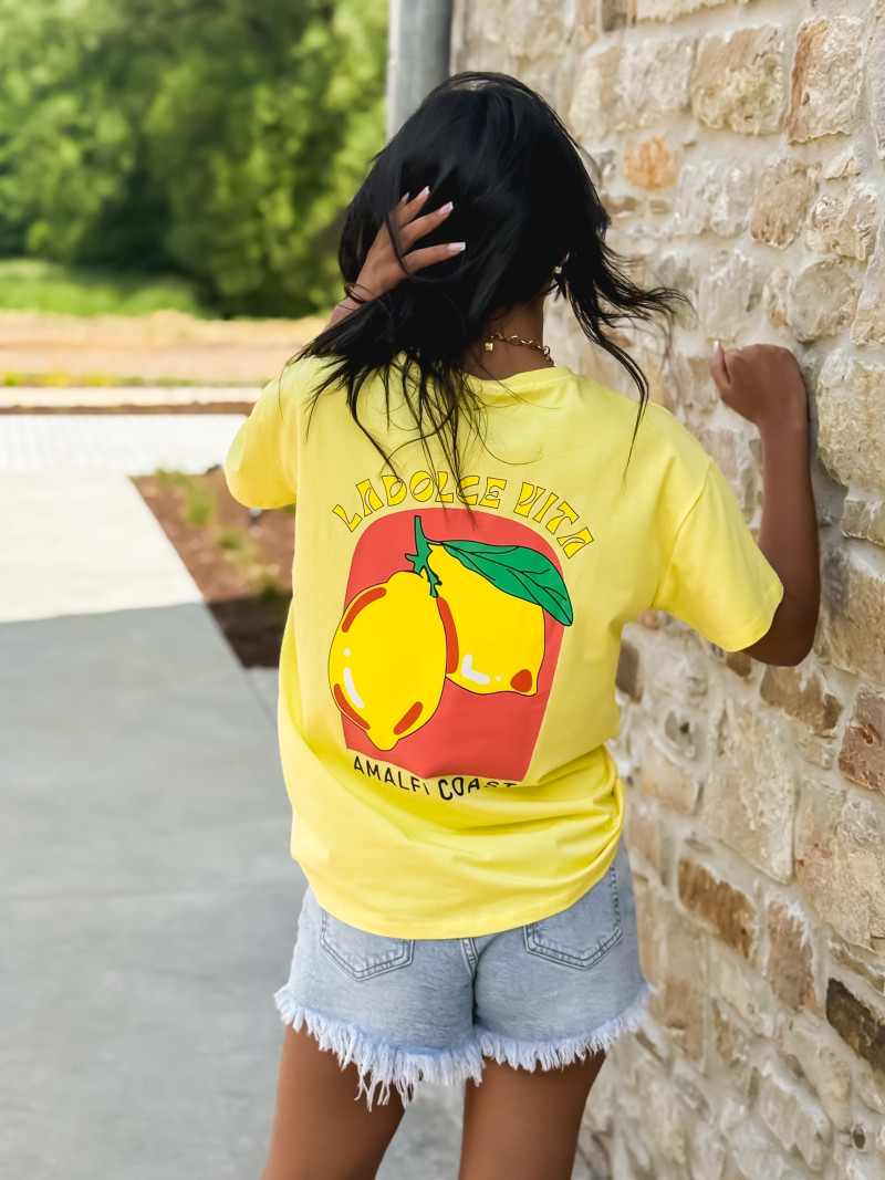 T-shirt "La dolce vita" - Jaune
