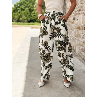 Pantalon à motifs Antalia - Blanc/Kaki