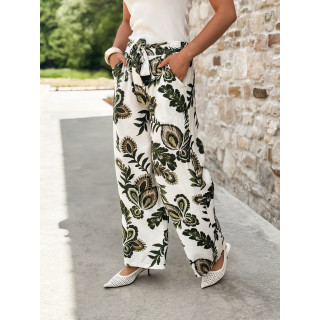 Pantalon à motifs Antalia - Blanc/Kaki