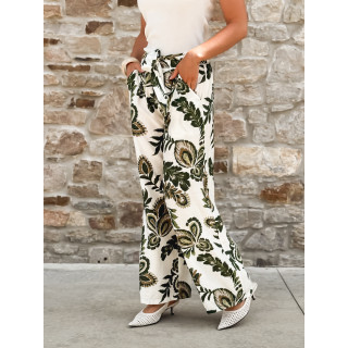 Pantalon à motifs Antalia - Blanc/Kaki