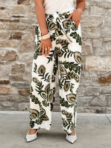 Pantalon à motifs Antalia - Blanc/Kaki