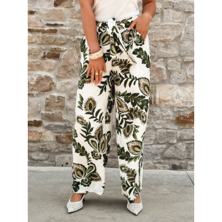 Pantalon à motifs Antalia - Blanc/Kaki