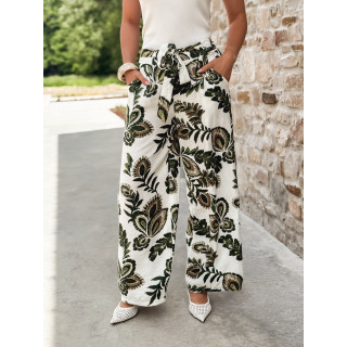 Pantalon à motifs Antalia - Blanc/Kaki