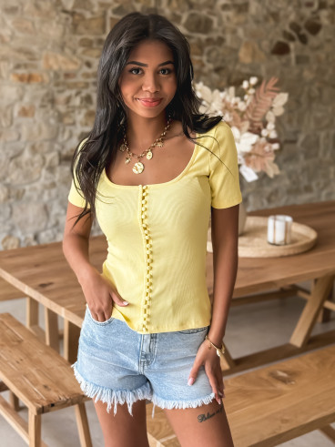 Blouse côtelée Talie - Jaune