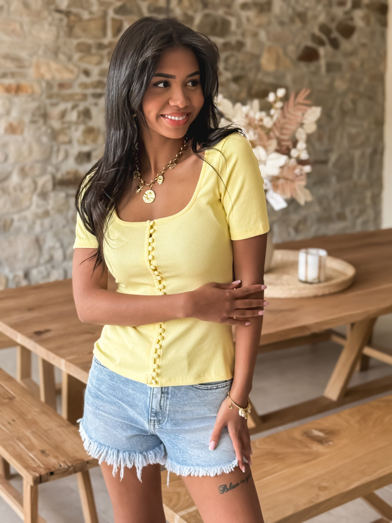 Blouse côtelée Talie - Jaune