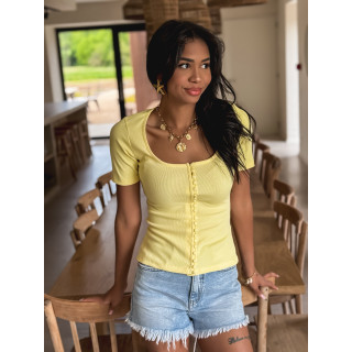 Blouse côtelée Talie - Jaune