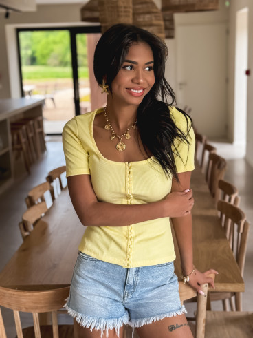 Blouse côtelée Talie - Jaune