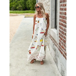 Robe longue à motifs Catalane - Blanc