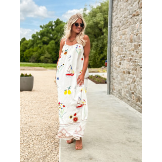 Robe longue à motifs Catalane - Blanc