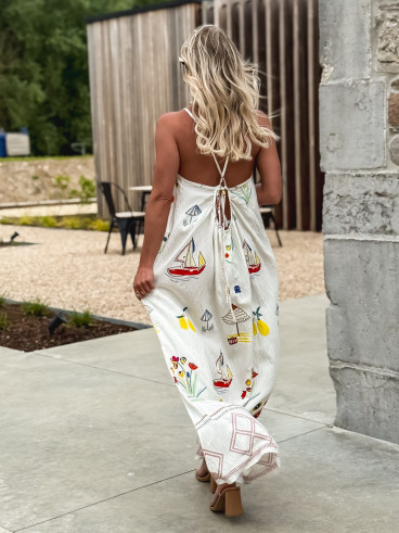 Robe longue à motifs Catalane - Blanc