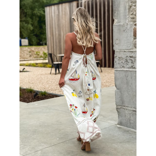 Robe longue à motifs Catalane - Blanc
