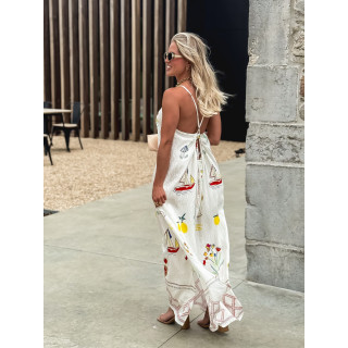 Robe longue à motifs Catalane - Blanc