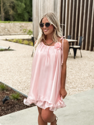 Robe courte Alexine - Rose poudrée