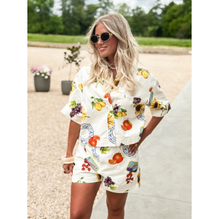Chemise à motifs Sardaigne - Ecru