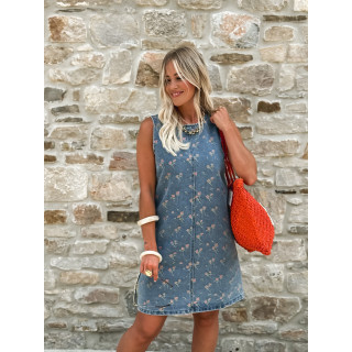 Robe courte à fleurs Loraine - Bleu