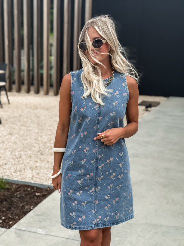 Robe courte à fleurs Loraine - Bleu