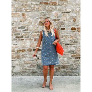 Robe courte à fleurs Loraine - Bleu