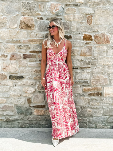 Robe longue à motifs Allegra - Rouge