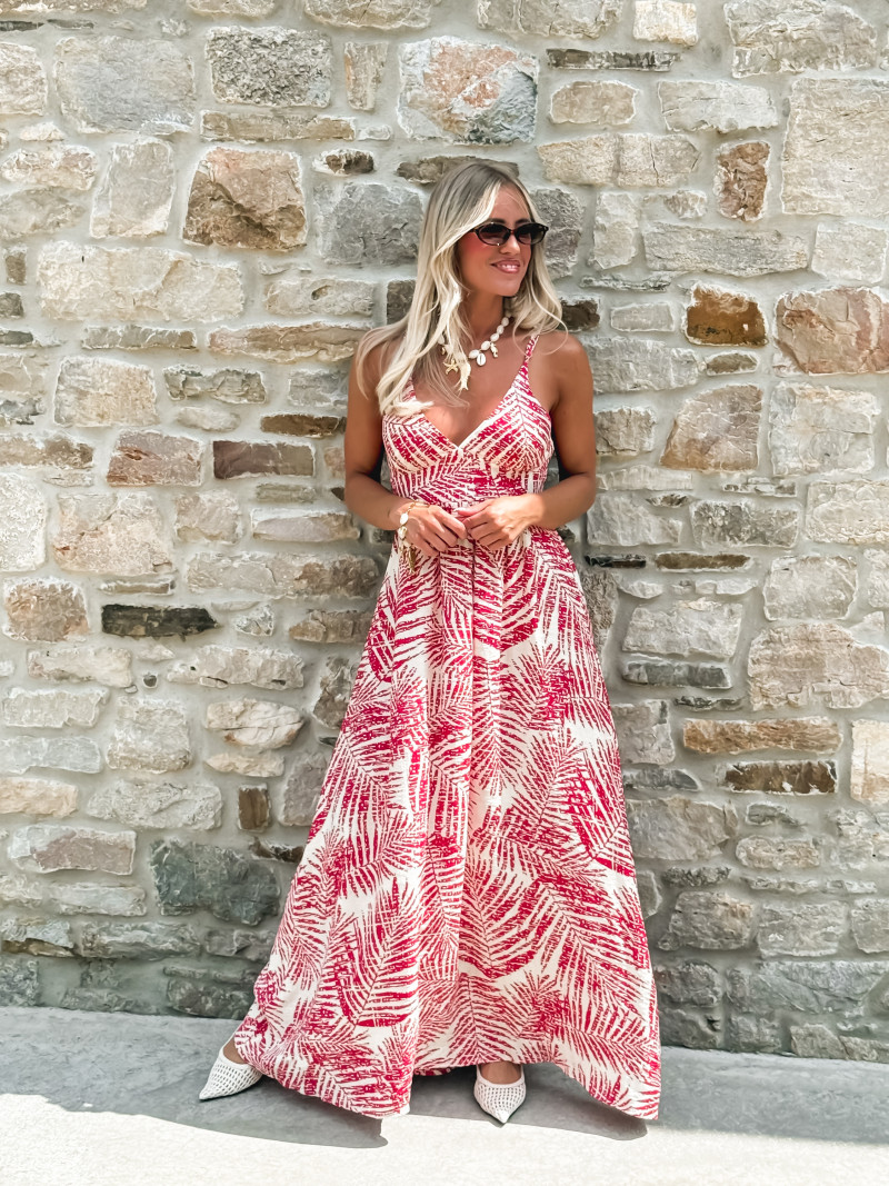 Robe longue à motifs Allegra - Rouge