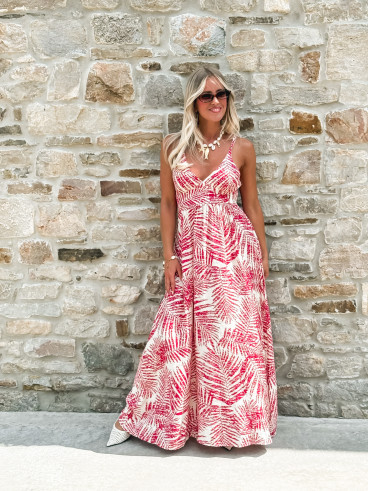 Robe longue à motifs Allegra - Rouge
