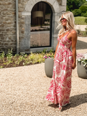 Robe longue à motifs Allegra - Rouge