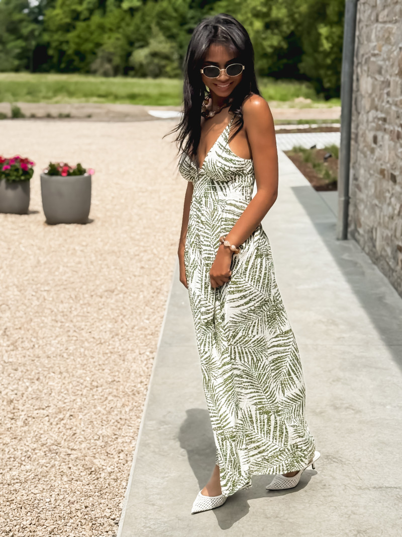 Robe longue à motifs Allegra - Kaki