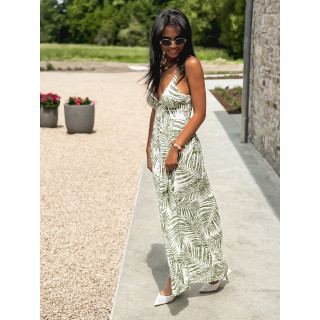 Robe longue à motifs Allegra - Kaki