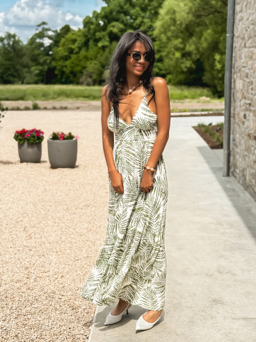 Robe longue à motifs Allegra - Kaki