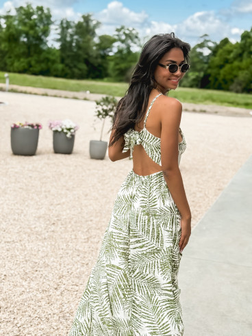 Robe longue à motifs Allegra - Kaki