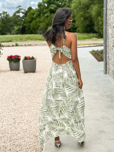 Robe longue à motifs Allegra - Kaki