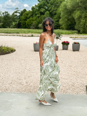 Robe longue à motifs Allegra - Kaki