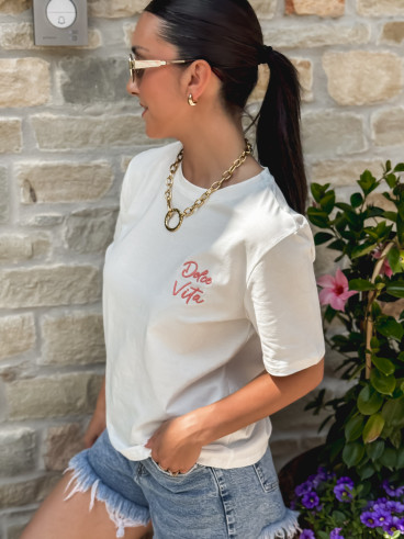 T-shirt Leïna - Blanc/Rose