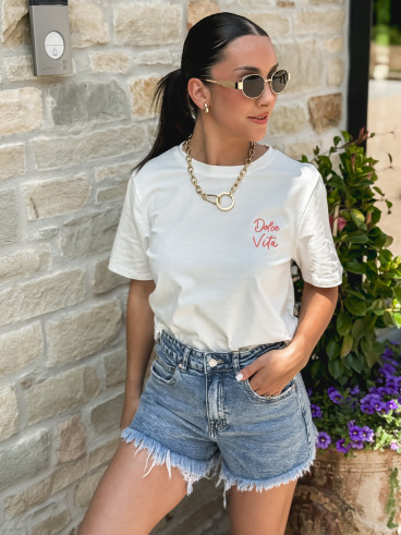 T-shirt Leïna - Blanc/Rose