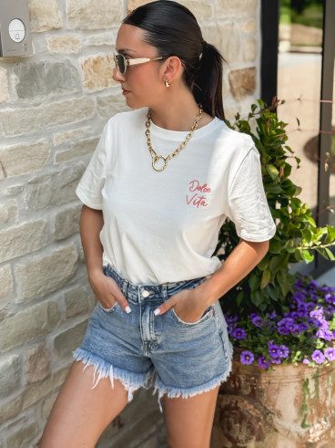 T-shirt Leïna - Blanc/Rose