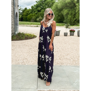 Robe longue à motifs Dorianna - Bleu marine