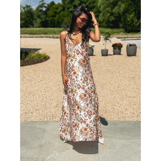 Robe longue à motifs Maïna - Ecru