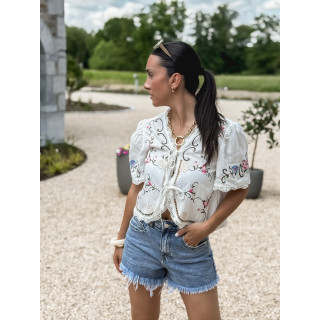 Blouse à motifs Lorette - Blanc