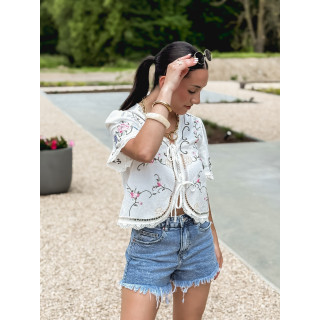 Blouse à motifs Lorette - Blanc