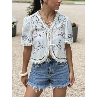 Blouse à motifs Lorette - Blanc
