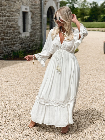 Robe longue Anissa - Ecru